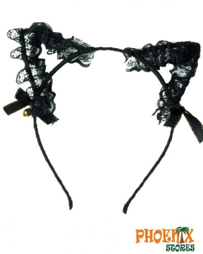 4075 Αποκριάτικη στέκα γάτας μεταλλική με δαντέλα