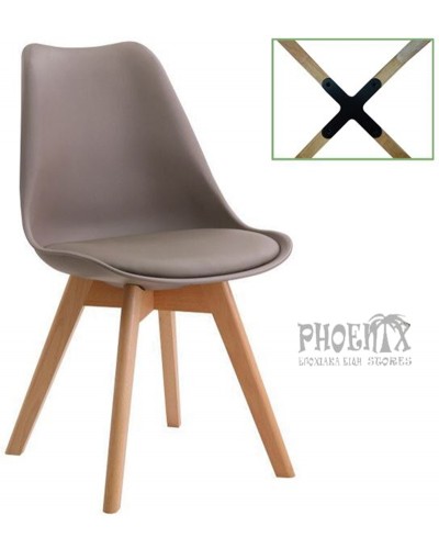 6045 Καρέκλα ξύλινη με πολυπροπυλένιο 4 χρωμάτων