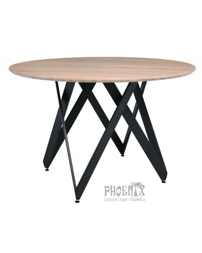 6590 Τραπέζι Φ1,20m Μέταλλο-Ξύλο