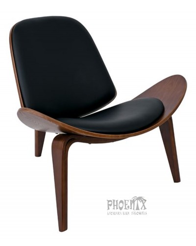 6614 Καρέκλα Σαλονιού Ξύλο-Δερματίνη Καφέ-Μαύρο