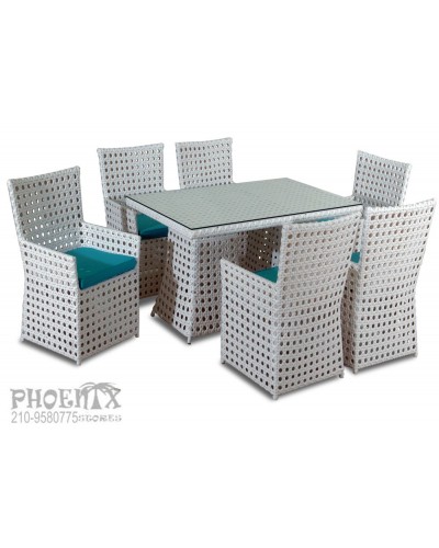 6955 Τραπεζαρία αλουμινίου-Rattan σετ 7 Τεμαχίων