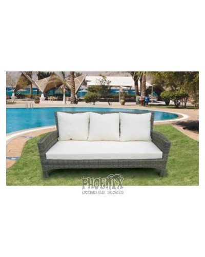 Καναπές Τριθέσιος Wicker Με Μαξιλάρια