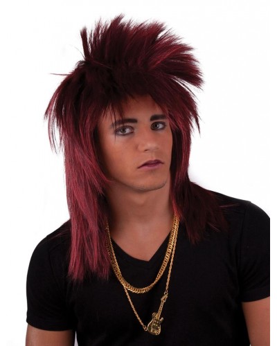 7084 Αποκριάτικη Περούκα Rock Punk Κόκκινη