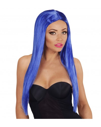 7276 Αποκριάτικη Περούκα Glamour Μπλε Μακριά