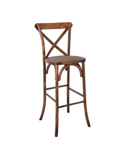 7472  Σκαμπό Bar Οξιά Καρυδί - Κάθισμα Ψάθα 76ΕΚ