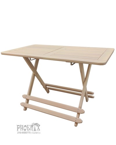 7563 Τραπέζι ΣΕ 2 διαστάσεις πτυσσόμενο μπέζ από Ξύλο Οξιάς