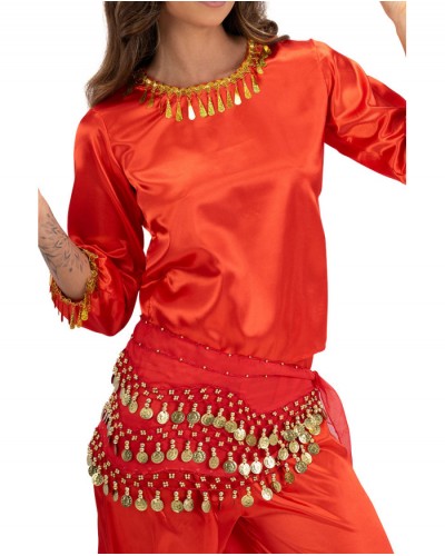 7679 Αποκριάτικο Παρεό Oriental Με Φλουριά Κόκκινο