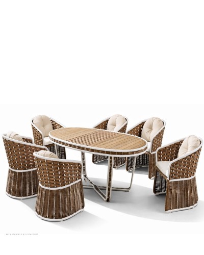 6949 Τραπεζαρία αλουμινίου-Rattan σετ 5 Τεμαχίων